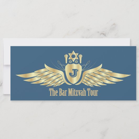 Concert Ticket Bar Mitzvah Save the Date in Navy (Achterkant)