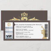 Concert Ticket Bar Mitzvah Uitnodiging in bruin (Voorkant / Achterkant)