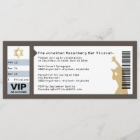 Concert Ticket Bar Mitzvah Uitnodiging in bruin