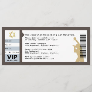 Concert Ticket Bar Mitzvah Uitnodiging in bruin