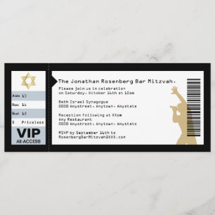 Concert Ticket Bar Mitzvah Uitnodiging in het zwar