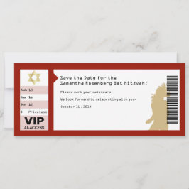Concert Ticket Bat Mitzvah Crimson Red Save The Date