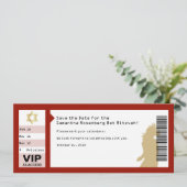 Concert Ticket Bat Mitzvah Crimson Red Save The Date (Staand voorkant)