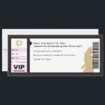 Concert Ticket Bat Mitzvah Save the Date in Black<br><div class="desc">Elke geweldige Bat Mitzvah begint met een beetje. Produceer wat van uw met dit sparen de datumkaart en zorg ervoor uw vrienden en familie op de voorste rij zullen zijn. Deze uitnodiging is een soort concertkaartje. Het gangpad, de rij en de zitplaats komen overeen met de datum van de gebeurtenis...</div>