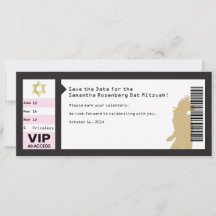 Concert Ticket Bat Mitzvah Save the Date in Black