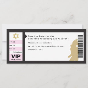 Concert Ticket Bat Mitzvah Save the Date in Black