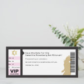 Concert Ticket Bat Mitzvah Save the Date in Black (Staand voorkant)