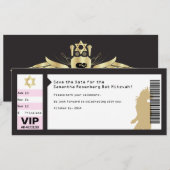 Concert Ticket Bat Mitzvah Save the Date in Black (Voorkant / Achterkant)