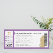 Concert Ticket Bat Mitzvah Uitnodiging in Paars (Staand voorkant)
