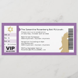 Concert Ticket Bat Mitzvah Uitnodiging in Paars