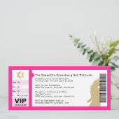 Concert Ticket Bat Mitzvah Uitnodiging in roze (Staand voorkant)
