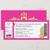 Concert Ticket Bat Mitzvah Uitnodiging in roze (Voorkant / Achterkant)