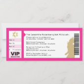 Concert Ticket Bat Mitzvah Uitnodiging in roze (Voorkant)
