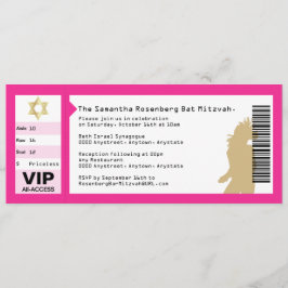 Concert Ticket Bat Mitzvah Uitnodiging in roze
