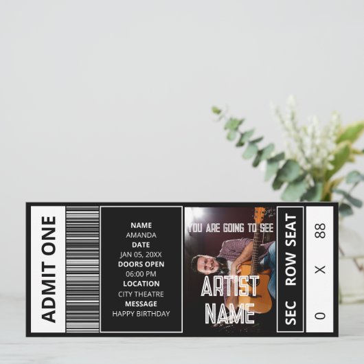 Concert Ticket op maat event ticket Souvenir Kaart (Staand voorkant)