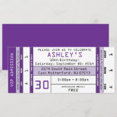 Concert Ticket Uitnodiging Paars (Voorkant / Achterkant)