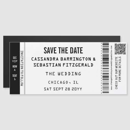 Concert Ticket Wedding Save the Date Magnet (Voorkant / Achterkant)