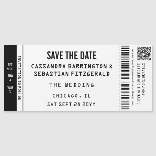 Concert Ticket Wedding Save the Date Magnet (Voorkant)