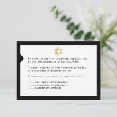 Concertbalie Mitzvah RSVP Reply Card Black (Staand voorkant)