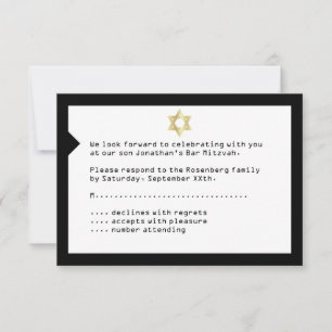 Concertbalie Mitzvah RSVP Reply Card Black Kaartje