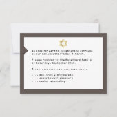 Concertbalie Mitzvah RSVP Reply Card Brown Kaart (Voorkant)