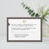 Concertbalie Mitzvah RSVP Reply Card Brown Kaart (Staand voorkant)