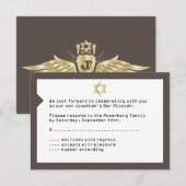 Concertbalie Mitzvah RSVP Reply Card Brown Kaart (Voorkant / Achterkant)