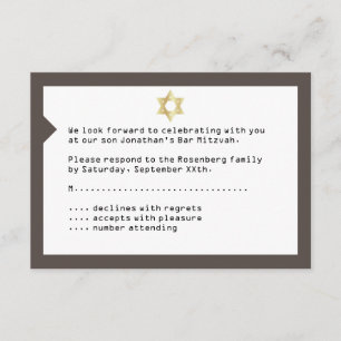 Concertbalie Mitzvah RSVP Reply Card Brown Kaart