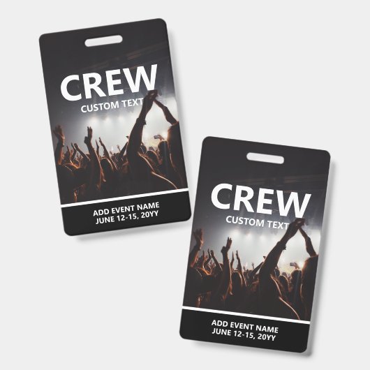 ConcertEvent Access Pass Personalized Crew Badge (Voor- en achterkant)
