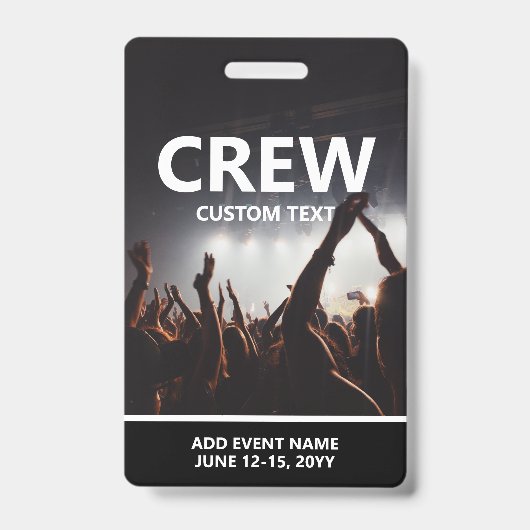 ConcertEvent Access Pass Personalized Crew Badge (Voorzijde)