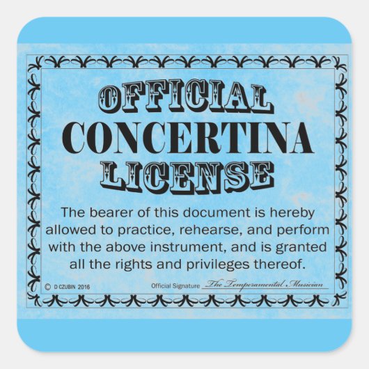 Concertina License Square Sticker (Voorkant)