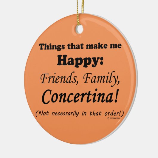 Concertina maakt me gelukkig keramisch ornament (Links)