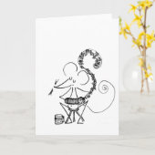 Concertina Speler - Stickmice Blank Wenskaart Kaart (Gele Bloem)