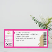 Concertkaart Bat Mitzvah Save the Date in Roze Kaart (Staand voorkant)