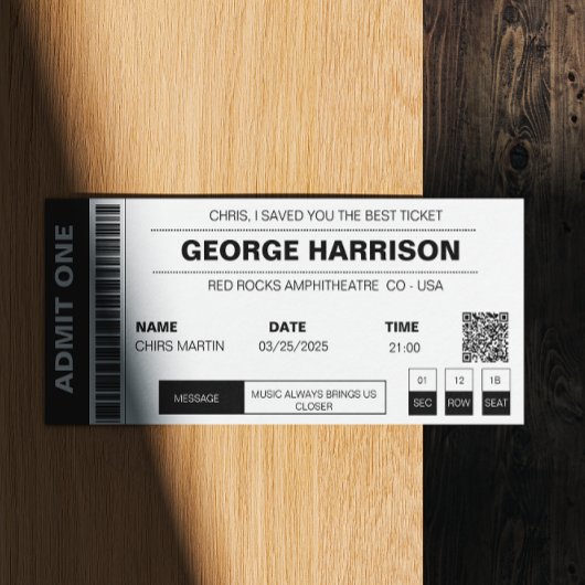 Concertkaart QR-code Minimalistisch Zwart en Wit Kaart