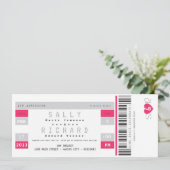 Concertkaartenuitnodiging in Hot Pink Kaart (Staand voorkant)