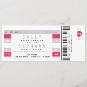 Concertkaartenuitnodiging in Hot Pink Kaart