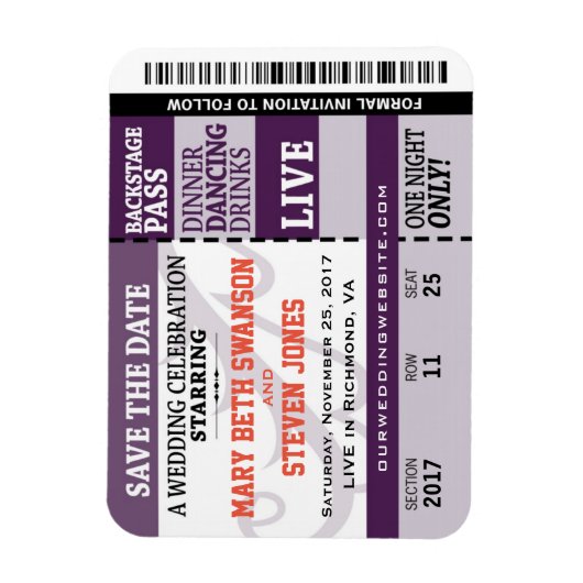 Concertkaartje Bewaar de Datummagneet Magneet (Verticaal)