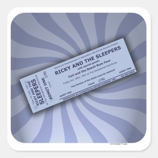  Concertkaartje Digitale Kunst Muziek Plezier Vierkante Sticker (Voorkant)