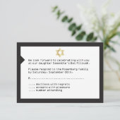 Concertkaartje Mitzvah RSVP Reply Card Black Kaart (Staand voorkant)