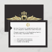 Concertkaartje Mitzvah RSVP Reply Card Black Kaart (Voorkant / Achterkant)