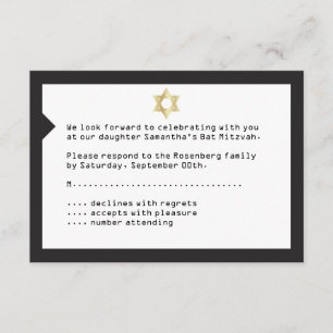 Concertkaartje Mitzvah RSVP Reply Card Black Kaart