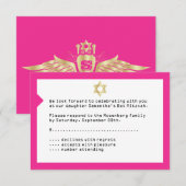 Concertkaartje Mitzvah RSVP Reply Card in roze Kaart (Voorkant / Achterkant)