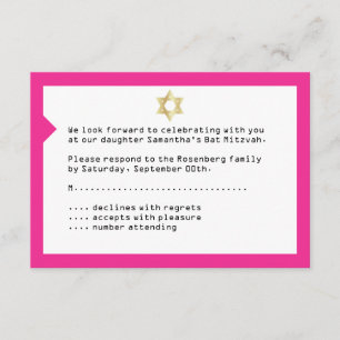 Concertkaartje Mitzvah RSVP Reply Card in roze Kaart