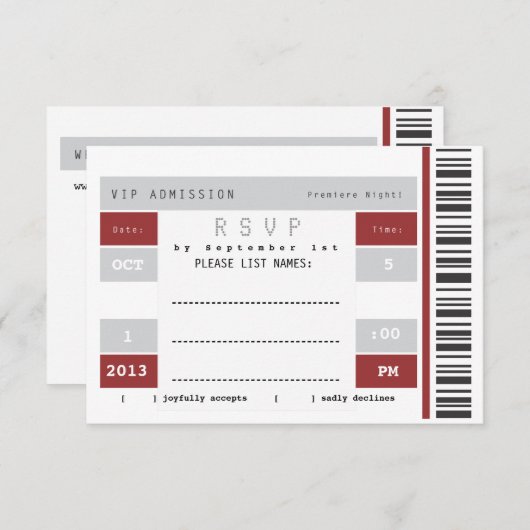 Concertkaartje RSVP (Voorkant / Achterkant)