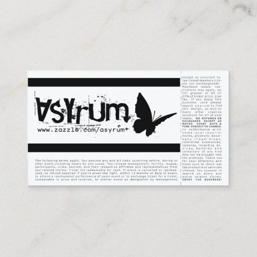 concertticket visitekaartje (Achterkant)