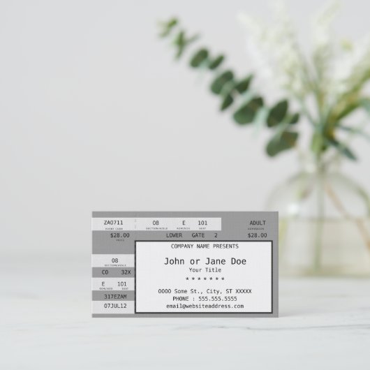 concertticket visitekaartje (Staand voorkant)