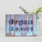 Concertuitnodiging - blauwe buizen kaart (Staand voorkant)