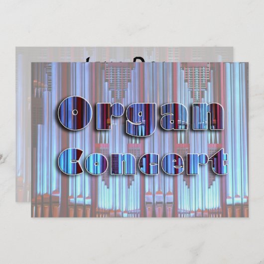 Concertuitnodiging - blauwe buizen kaart (Voorkant / Achterkant)
