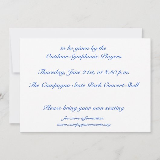 Concertuitnodiging Kaart (Achterkant)